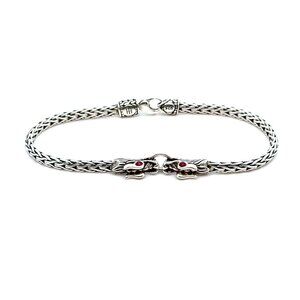 John Hardy 925 Ruby Eyes Double Head Dragon Bracelet